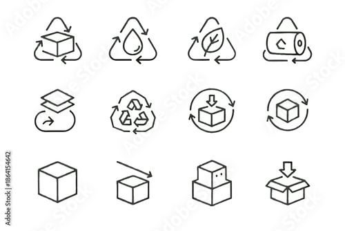 Packaging sustainable core icon icons input vector recycled flow material use source