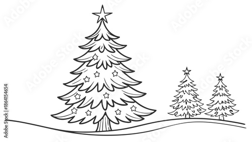 Three decorated christmas trees