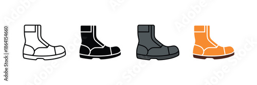 work boot icon set. footwear for protection and durability symbol. vector illustration