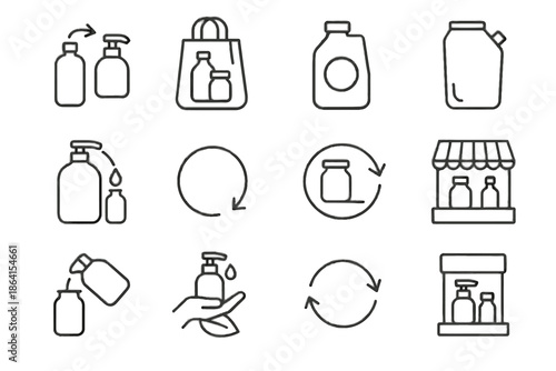 Icon option shop vector cycle icons consumption container packaging sustainable habit purchase