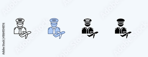 Pilot Multiple Icon Illustration Vector