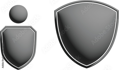 Modern 3D Metallic Grey Shield Icons with Minimalist Design, Sleek Protection and Security Emblems for Corporate Branding and Safety Graphics Isolated on Transparent Background AI Generative
