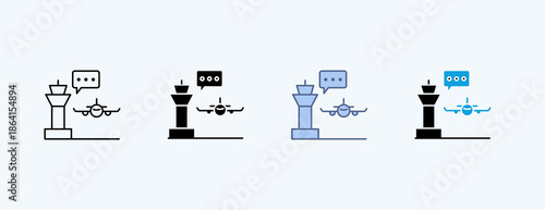 Control Tower Multiple Icon Illustration Vector