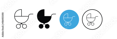 baby carriage vector icon set. newborn baby stroller symbol. vector illustration