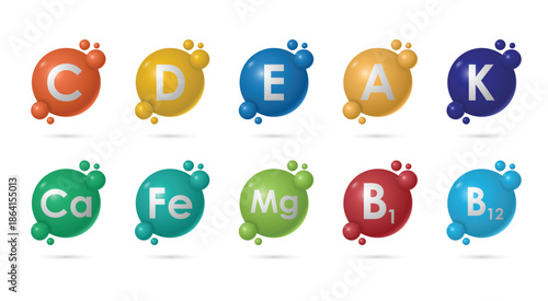Vitamins and minerals alphabetical representation