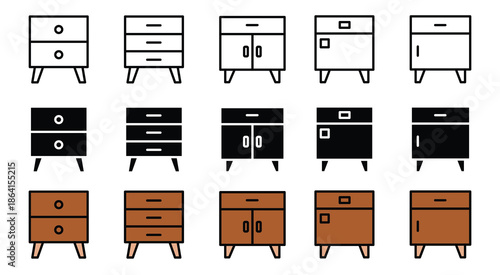 Collection of nightstand, cabinet, and drawer icon. table symbol. vector illustration