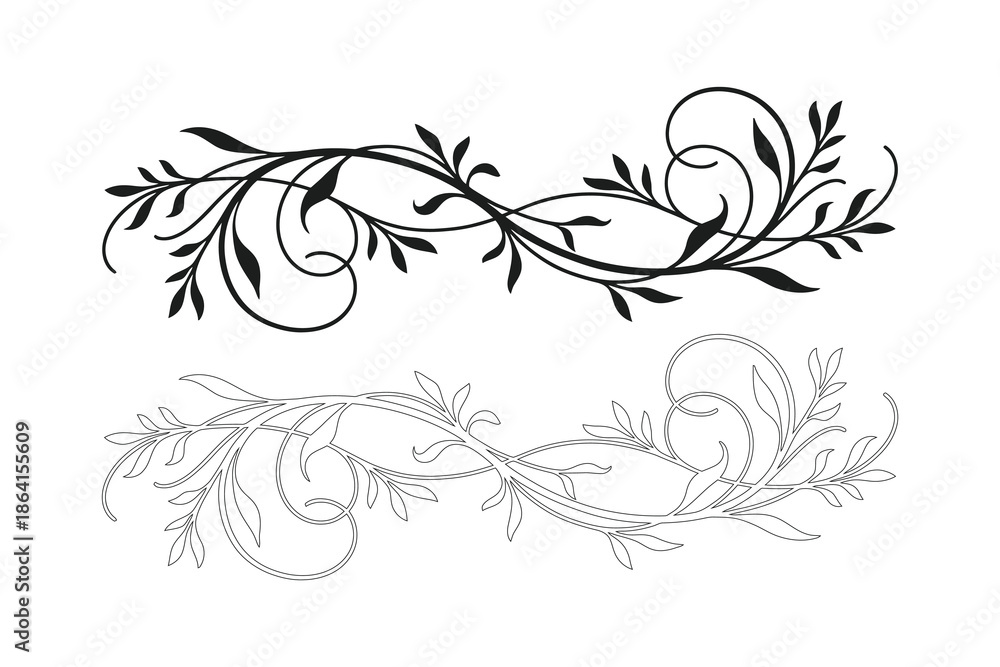 Obraz premium Elegant scrolling floral design elements