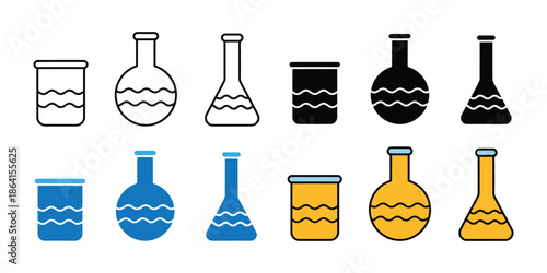 Set of laboratory glassware icon set, vector illustration
