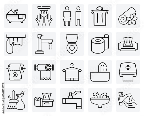 Bathroom Cleaning And Maintenance – Using A Bucket And Towels To Maintain Hygiene Around The Toilet And Sink.