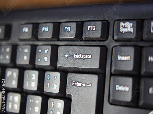 key board foe computer and butom active in black and red color