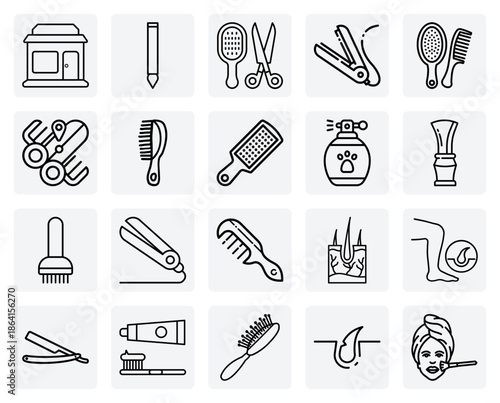 Cosmetology And Hairdressing Instruments – Brushes, Razors, And Straighteners For Professional Salon And Beauty School Materials.