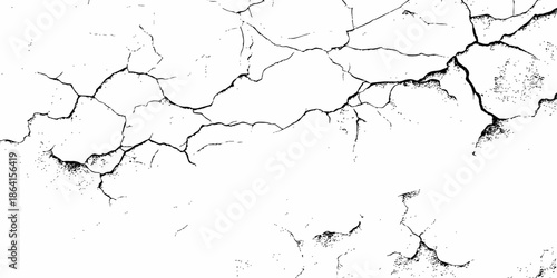 Black and white texture of cracked and abstract grunge texture effect old concrete faded wall dry surface patterns background.
