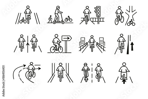 Lane cue icon respect urban compliance infrastructure mobility correct path safety vector