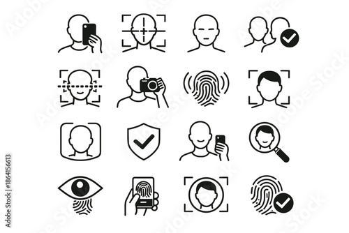Alignment selfie face identity biometric confirmation verification icons icon vector step remote