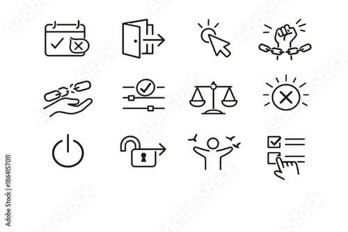 Fair vector cancel subscription icon free click friction focus cancellation set option