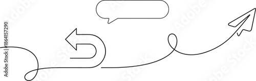 Paper Plane Flight Path Route Travel Illustration