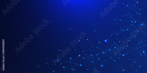 Abstract polygonal background with connecting dots and lines. Futuristic network connection and global communication technology concept. Vector