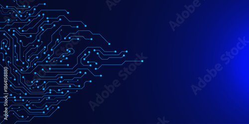 Electronic circuit board digital texture background. Futuristic AI technology innovation and communication. Suitable for web and banner template. Vector
