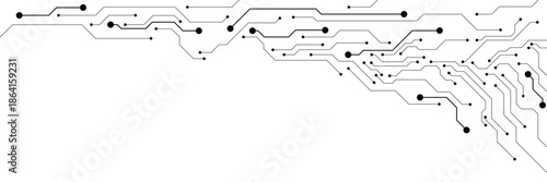 Motherboard technology texture on white background. Circuit board or computer elements. Cyber security, AI innovation and science concept. Vector