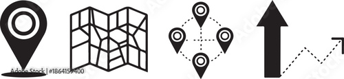 Location Pin Map and Growth Arrow Icons map pin location marker