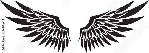 Stylized Black Wings Graphic angel bird
