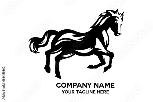 silhouette of a gallant black horse