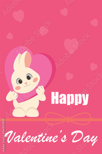 Cute Bunny with Heart Valentine’s Day Greeting Card