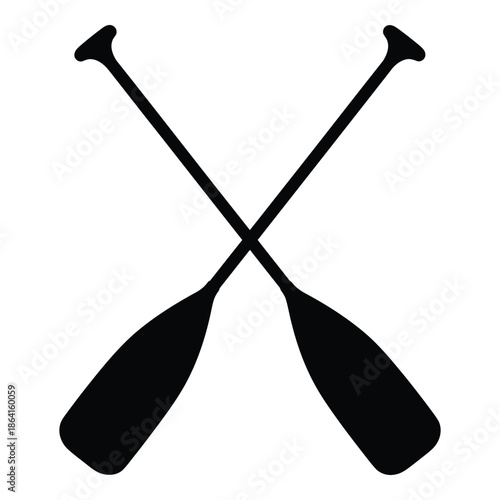 Two crossed black paddles against a white background simple graphic design
