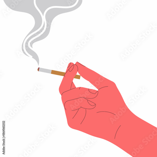 A close-up of a hand holding a cigarette with smoke gently rising, symbolizing moments of relaxation or contemplation intertwined with personal habits and lifestyle choices.