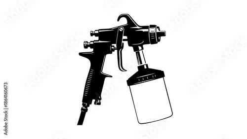 Professional paint spray gun tool for automotive and home improvement, isolated white background.
