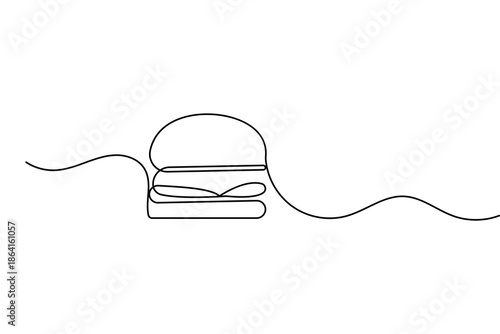 Burger food icon continuous one line drawing and minimalist style isolate outline vector illustration