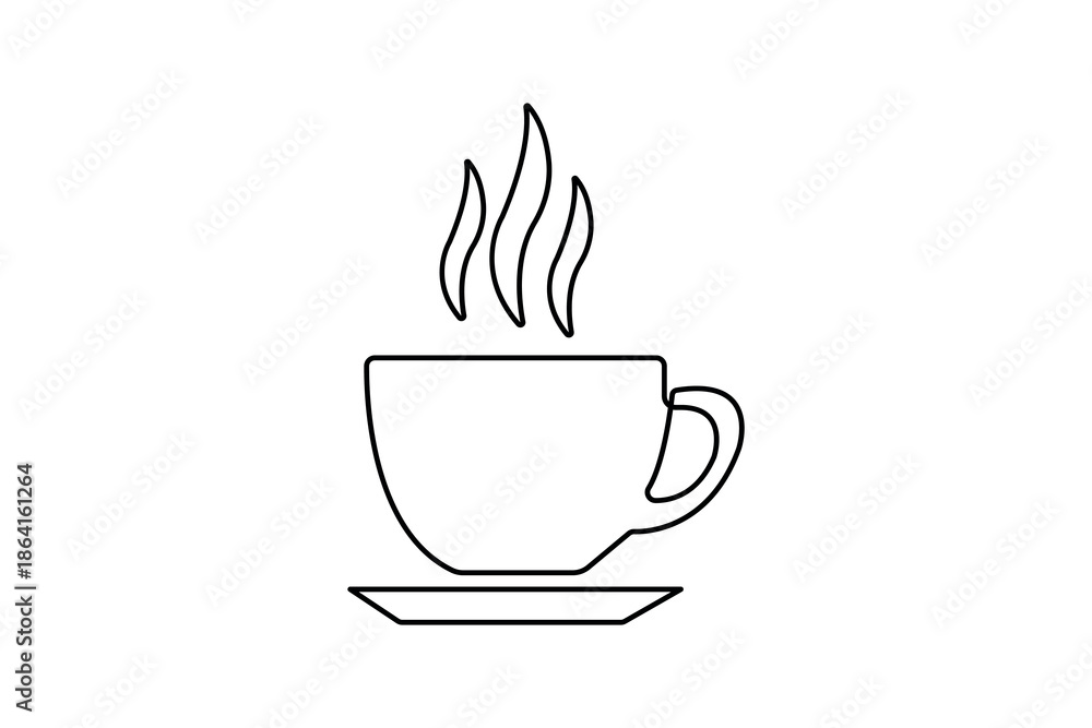 Obraz premium Coffee cup food icon continuous one line drawing and minimalist style isolate outline vector sign