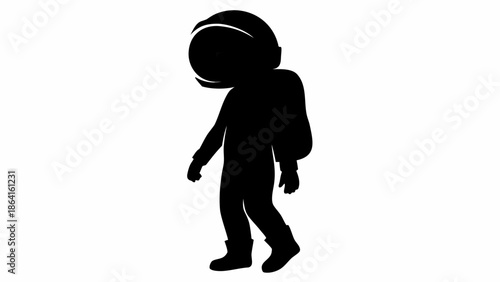 Astronaut walking in space suit silhouette