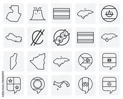 A Political Map Showcase Of Central American Countries For Social Studies And Geopolitical Presentations And Infographics.