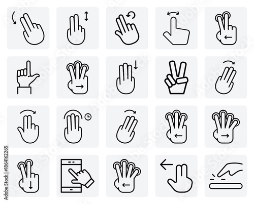 Two, Three, And Four-Finger Touch Gestures – Directional Swipes And Taps For Modern App And Website Interfaces.