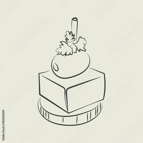 Finger food vector drawings. Food appetizer and snack sketch. Canapes. Suitable for banner, poster, label, menu, flyer. Food