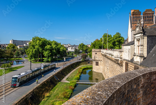 Wallpaper Mural Scenic city view of Nantes, Brittany, with tram and historical architecture Torontodigital.ca