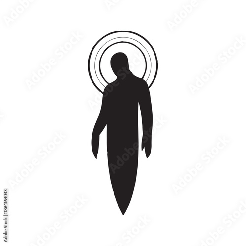 Spiritual human silhouette with aura minimal vector art