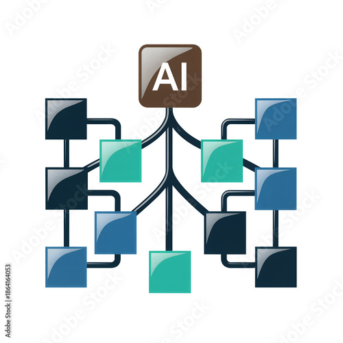 Artificial Intelligence Network Diagram with Central Processing Node