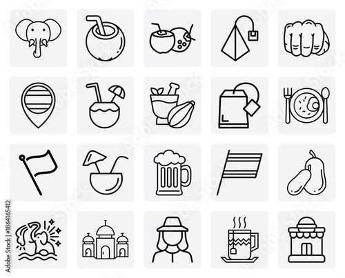 Symbols Of Thailand'S National Identity – The Flag, Map, Elephants, And Cultural Landmarks For Educational And Patriotic Projects