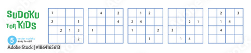 Sudoku for Kids, Logic Game Puzzle Vector Set