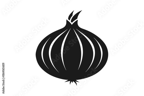 Onion silhouette on white background