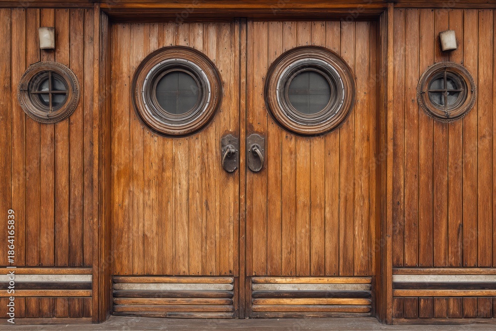 Fototapeta premium Vintage wooden doors with portholes