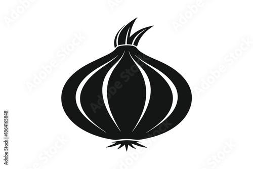 Black silhouette of an onion vector illustration on white background