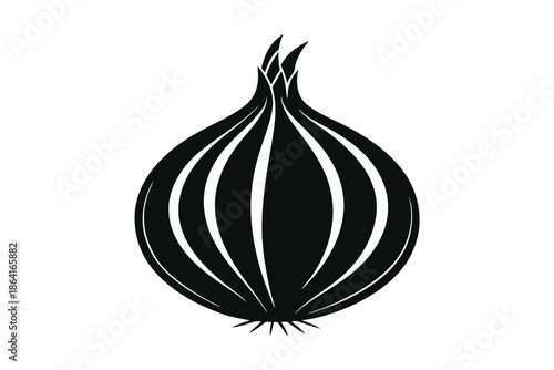 Black silhouette of an onion vector illustration on white background