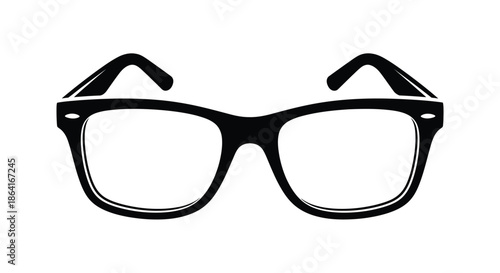 A simple black framed glasses illustration on a plain white background