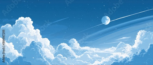 Vast expanse of a starry night sky with soft clouds