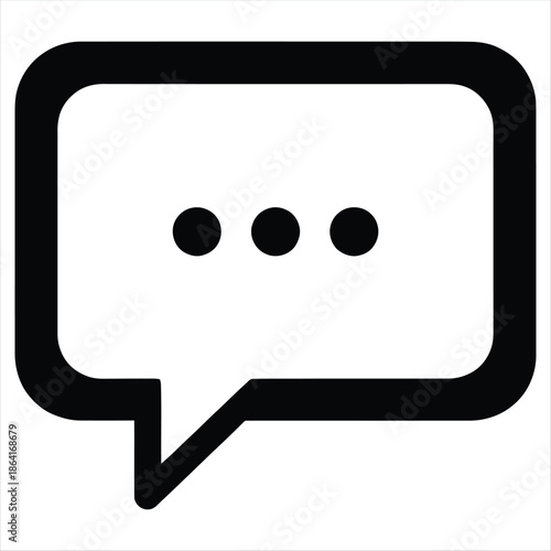 Black speech bubble icon with three dots chat message