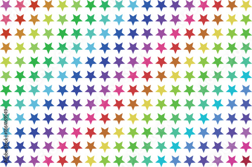 Vibrant multicolored star pattern on white background, colorful starry design for creative projects and decorative use with graphic and illustration