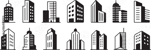 Building icon vector set. apartment illustration sign collection. skyscraper symbol. architecture logo